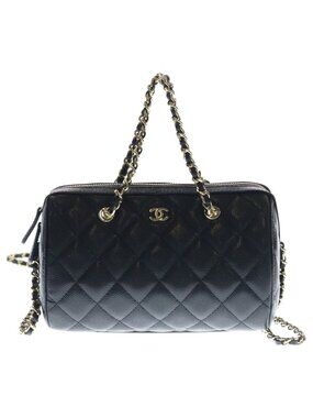Chanel Quilted Timeless Classic Line Caviar Leather Gold 2-Way Chain Shoulder